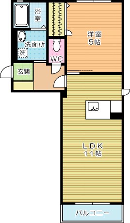 コンフォルトＭ　Ａ棟  201号室 間取り