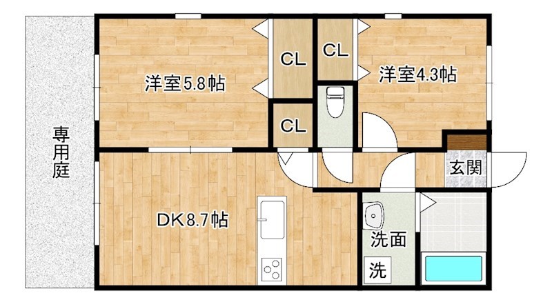 グランドハイツナカムラ 102号室 間取り
