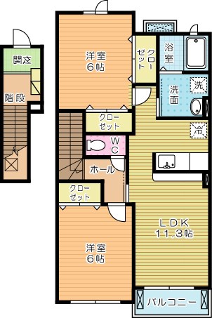 ソレイユ元町Ⅱ　Ａ 202号室 間取り
