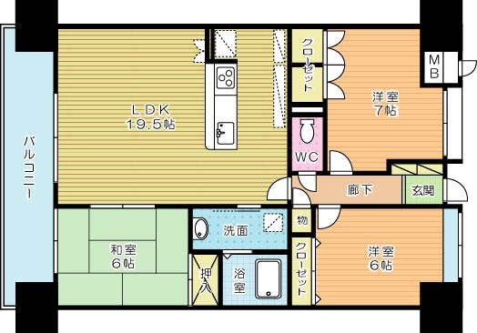 シャトレ大手町Ｎ棟 502号室 間取り