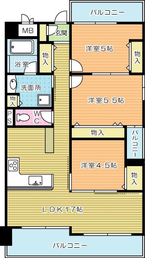 ＣＯＭＯ　ＧＲＡＮＤＥ（コモグランデ） 303号室 間取り