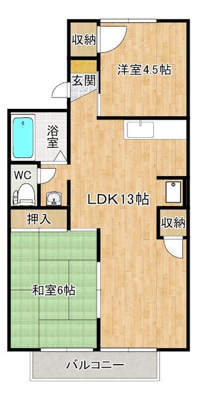 セジュール守恒　Ａ棟  201号室 間取り