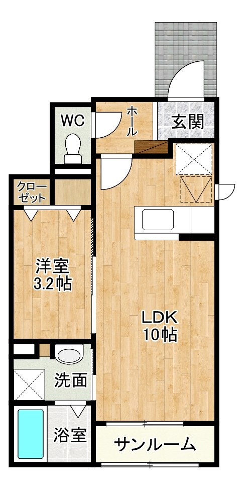 ラ・グリシーヌ 101号室 間取り