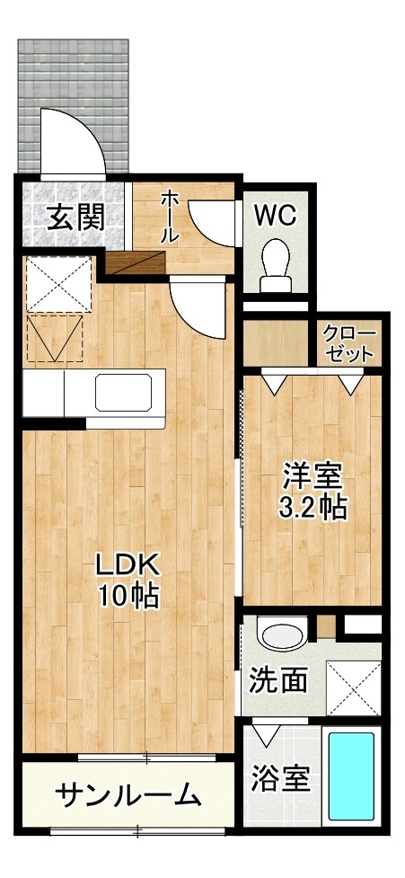 ラ・グリシーヌ 102号室 間取り