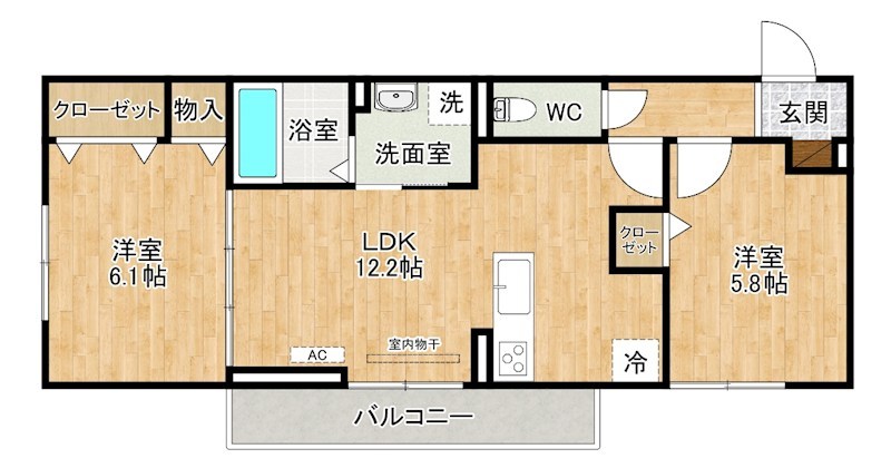 vivablepalais（ヴィヴァブルパレ） 203号室 間取り