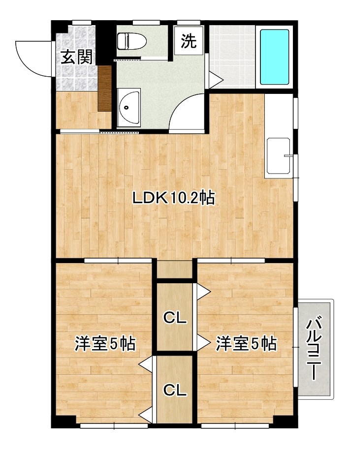 フェルト130　Ｂ棟 302号室 間取り
