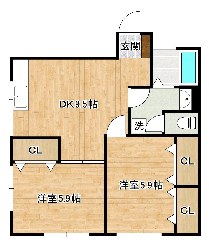 フェルト130　Ｂ棟 201号室 間取り