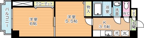 中津口センタービル 705号室 間取り