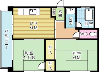 太陽マンション  202号室 間取り