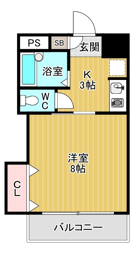 サンライズ徳力  2-A号室 間取り