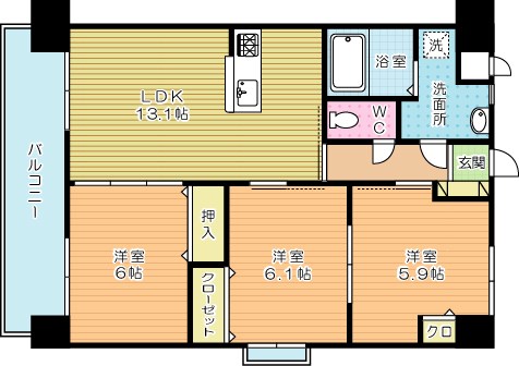 フローラ菜園場 801号室 間取り