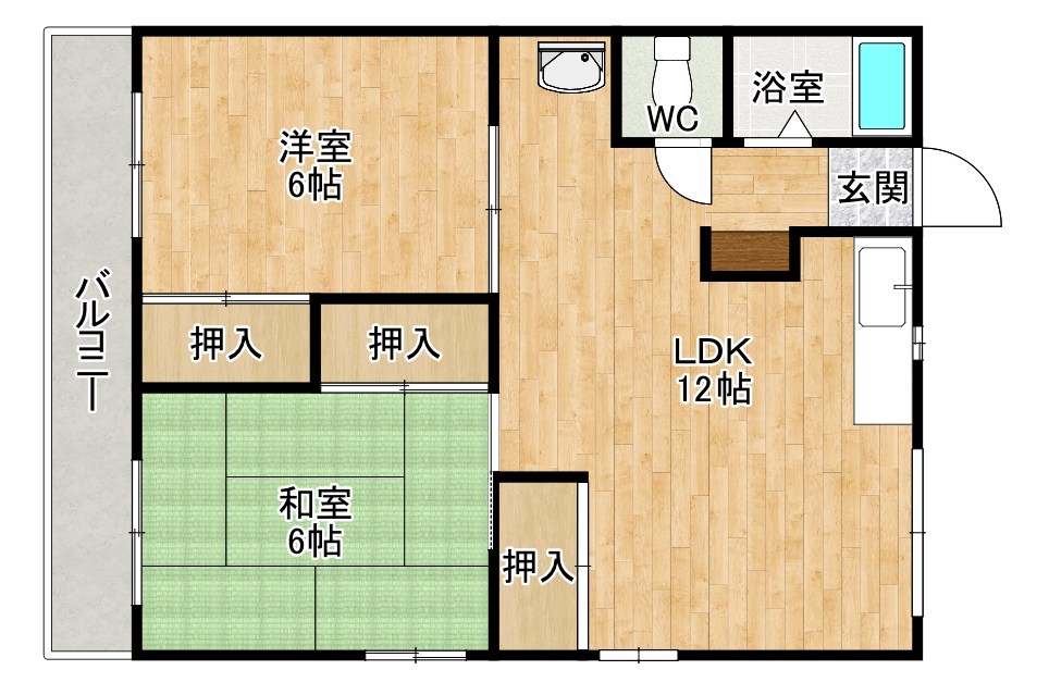 オアシス下到津 201号室 間取り