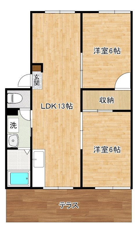 プレジール弥生が丘　Ｂ棟 101号室 間取り