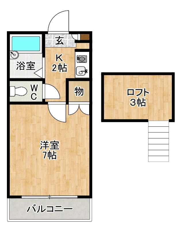 レオパレス21片野新町　A棟  202号室 間取り