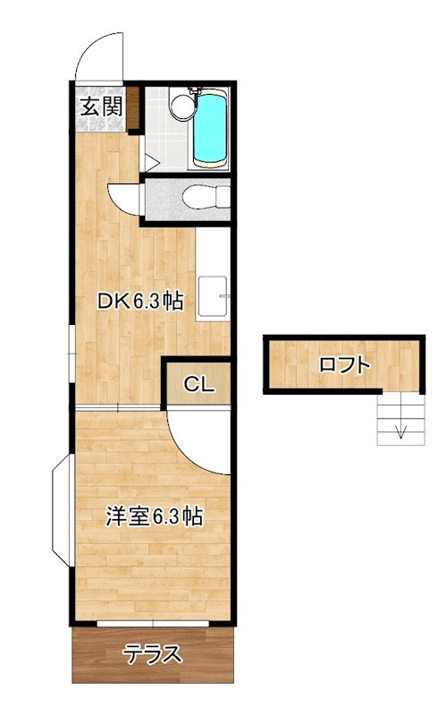 オアシス志井　B棟 101号室 間取り
