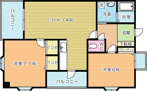 シャイニーヒルズ 302号室 間取り