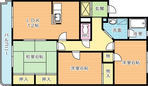 サンヒルズ守恒 202号室 間取り