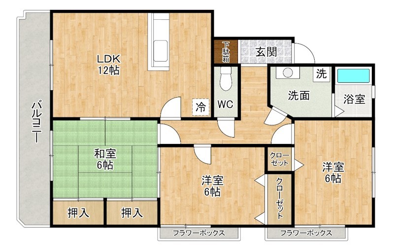 サンヒルズ守恒 202号室 間取り