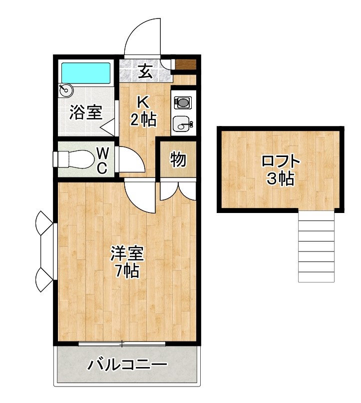 レオパレス21片野新町　A棟 205号室 間取り