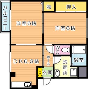ヴィクトワール本城 102号室 間取り