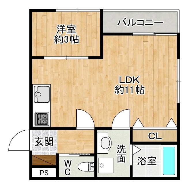 THE　NOBLES戸畑Ⅱ（ザ　ノウブルズ戸畑Ⅱ） 103号室 間取り