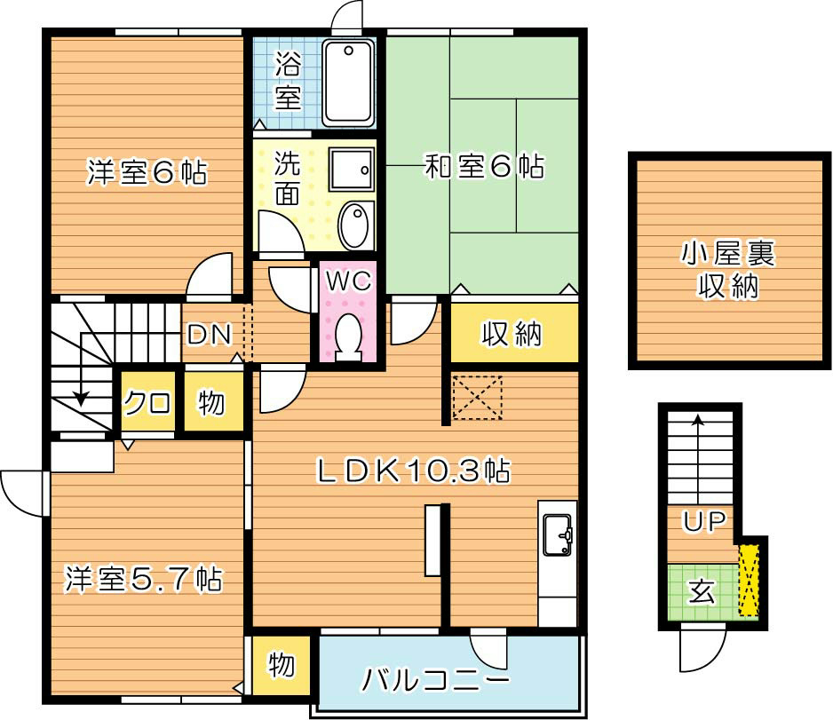 ヴァンティアン中の原　Ｃ棟 205号室 間取り