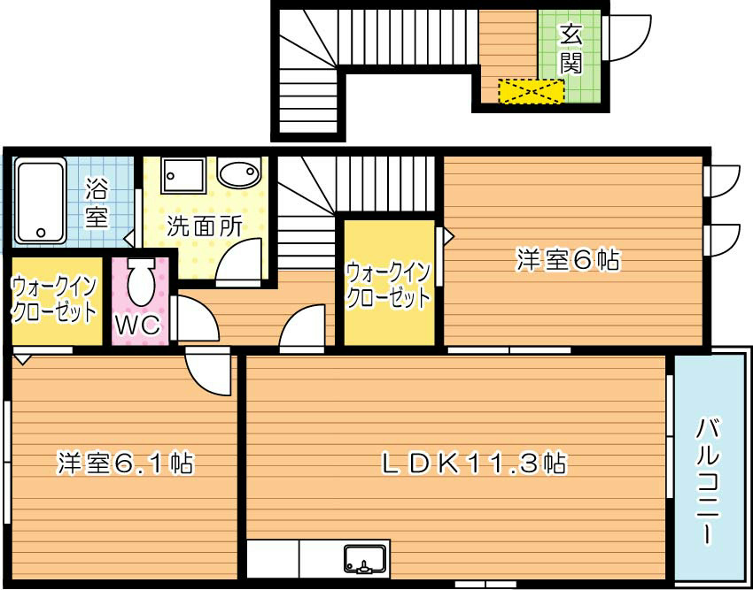 コンフォート八幡Ⅱ 205号室 間取り