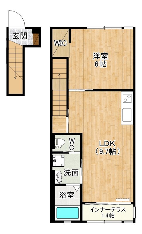 Chat　noir　M.ⅿ（チャットノワールM.ⅿ） 201号室 間取り