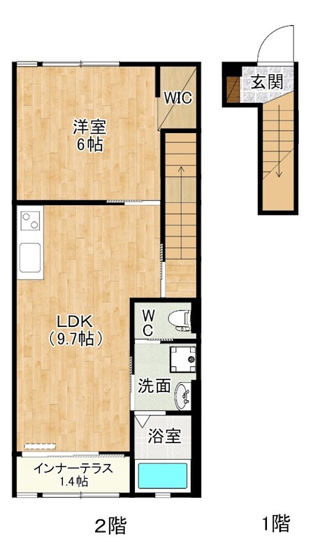 Chat　noir　M.ⅿ（チャットノワールM.ⅿ） 202号室 間取り