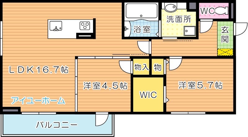 イオメール竹末 201号室 間取り