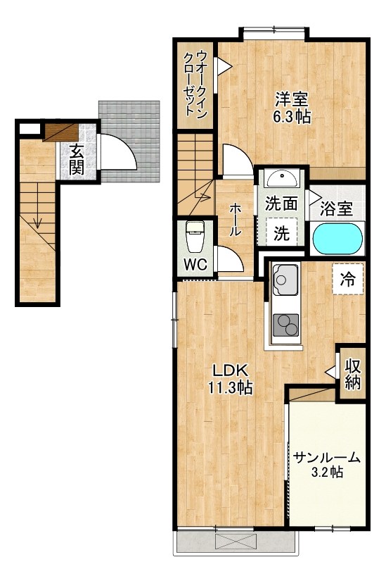 グローリア・ヒデ　A棟 204号室 間取り
