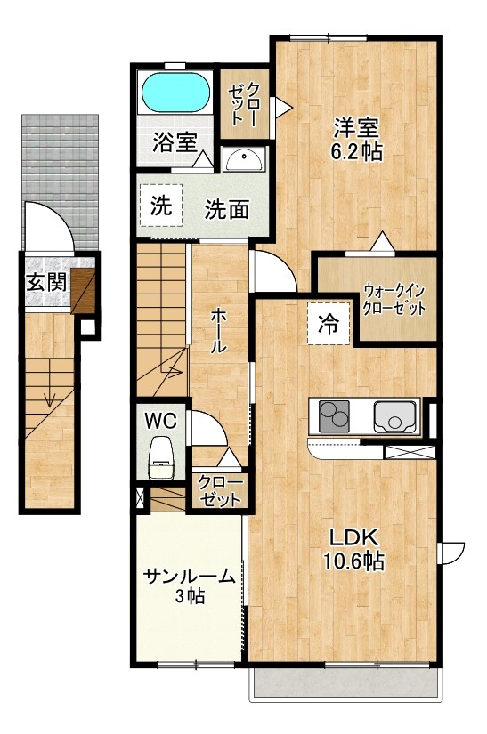 グローリア・ヒデ　B棟 201号室 間取り