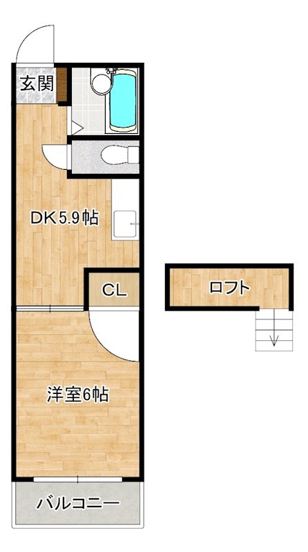 オアシス志井　A棟  202号室 間取り