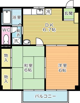 エクセル長尾  201号室 間取り