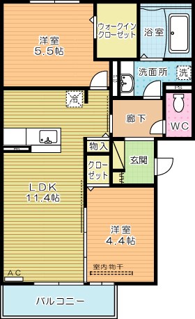 メゾンラフィーネＡ棟 203号室 間取り