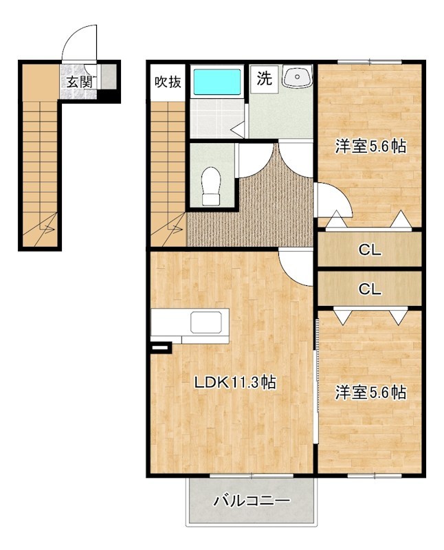 エスポワールＩＳＨＩＢＡＳＨＩ 202号室 間取り