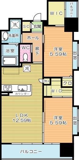 ウイングス西小倉 908号室 間取り