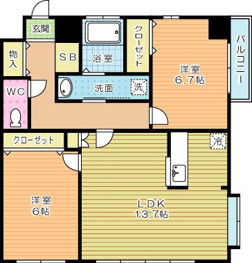 Ｆｅｌｔ５１５（フェルト５１５） 507号室 間取り