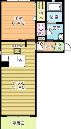 ヴァーチャスの杜　B棟 103号室 間取り