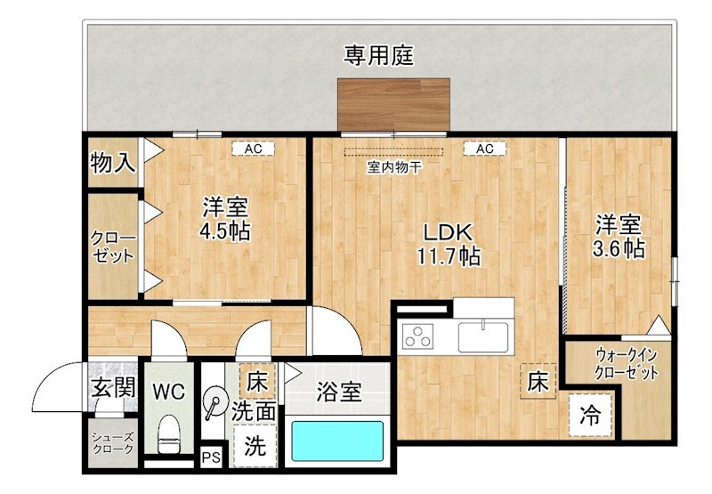 D-ROOM守恒Ⅱ 101号室 間取り