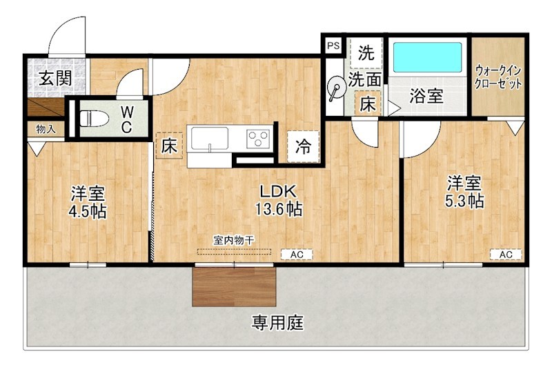 D-ROOM守恒Ⅱ 102号室 間取り