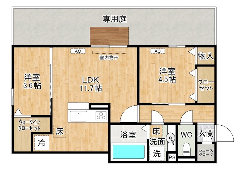 D-ROOM守恒Ⅱ 105号室 間取り