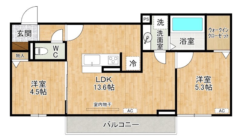 D-ROOM守恒Ⅱ 202号室 間取り