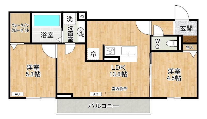 D-ROOM守恒Ⅱ 203号室 間取り