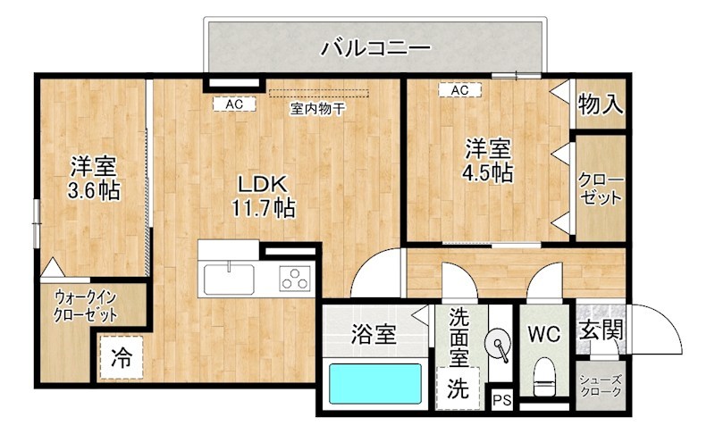 D-ROOM守恒Ⅱ 205号室 間取り