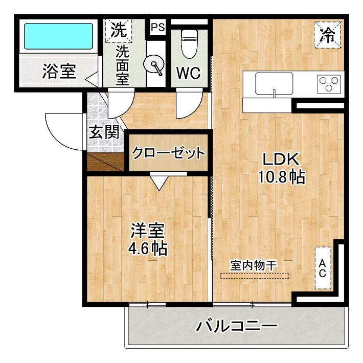 D-ROOM中原西 202号室 間取り