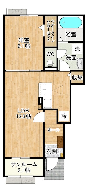 プランタンコートⅥ 102号室 間取り