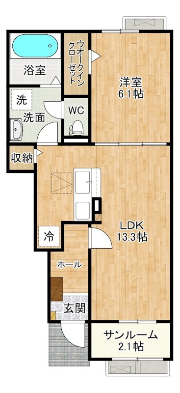 プランタンコートⅥ 103号室 間取り