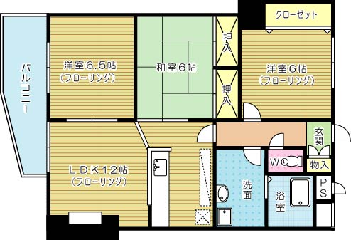 エル片野Ⅰ 302号室 間取り