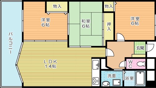 アーティックス到津 1308号室 間取り